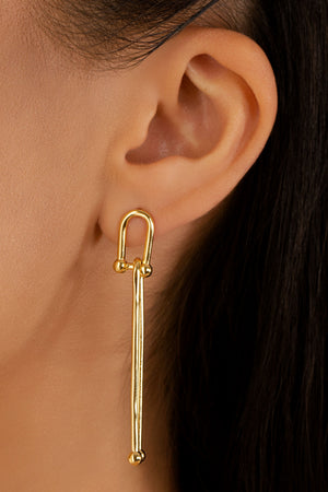 Brinco Elos U Balanço 6.0 cm Banhado a Ouro 18K