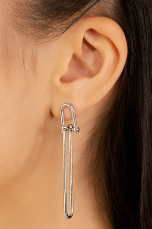 Brinco Elos U Balanço 6.0 cm Ródio Branco