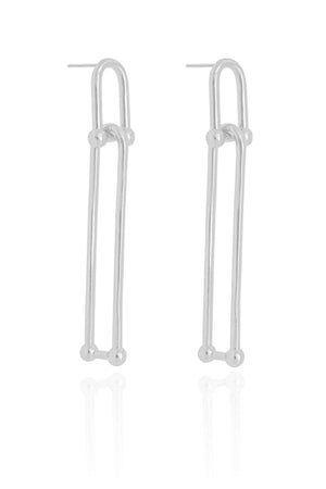 Brinco Elos U Balanço 6.0 cm Ródio Branco