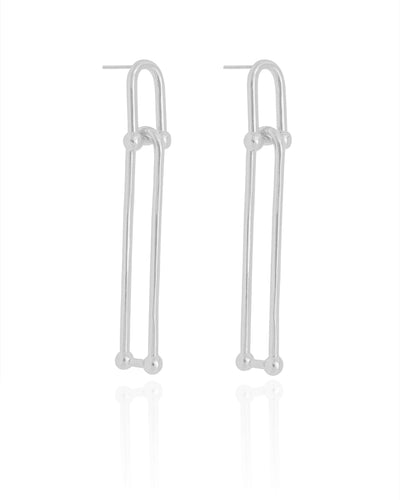 Brinco Elos U Balanço 6 cm Ródio Branco