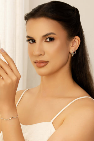 Brinco Argola Torcida Fecho Italiano 2.2 cm Ródio Branco