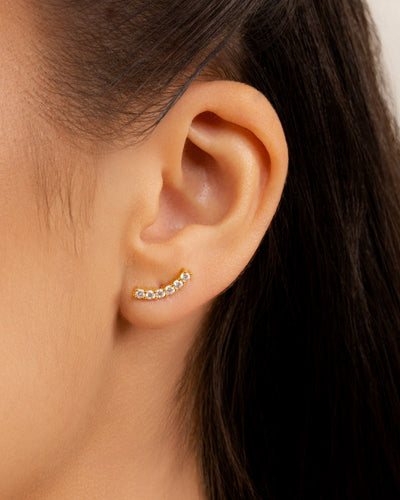 Ear Cuff Cravejado Cristal 1,3 cm Banhado a Ouro 18K
