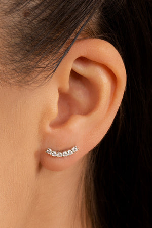 Ear Cuff Cravejado Cristal 1.3 cm Ródio Branco