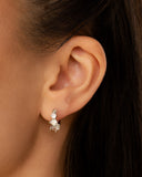 Brinco Argola Click Pontos de Luz Cristal 1.4 cm Ródio Branco
