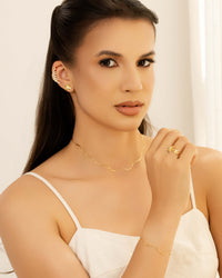 Piercing Filetes Cravejados Cristal Banhado a Ouro 18K