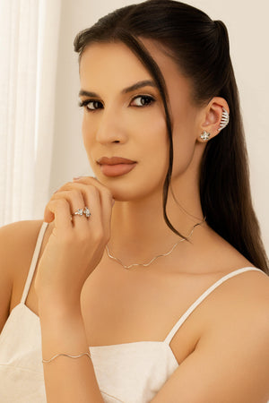 Piercing Filetes Cravejados Cristal Ródio Branco