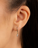 Brinco Argola Click Navete Cristal 2.2 cm Ródio Branco