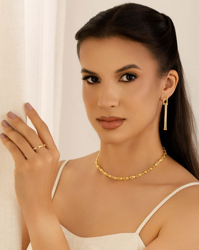 Choker Elos em U 5 mm Banhado a Ouro 18K - 30 cm