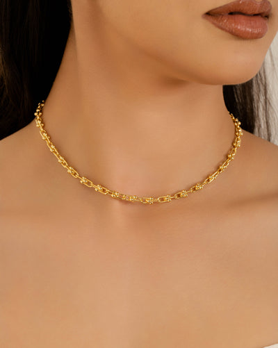 Choker Elos em U 5 mm Banhado a Ouro 18K - 30 cm
