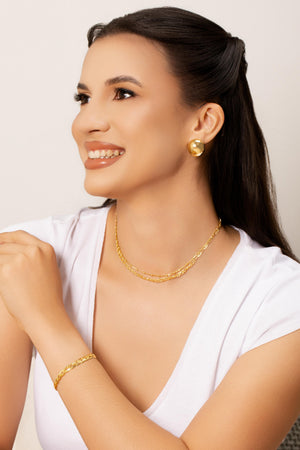 Choker Dupla Elos Bolinhas Lisas Banhado a Ouro 18K