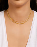 Choker Dupla Elos Bolinhas Lisas Banhado a Ouro 18K