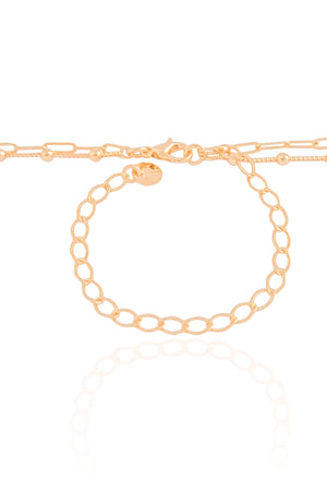 Choker Dupla Elos Bolinhas Lisas Banhado a Ouro 18K