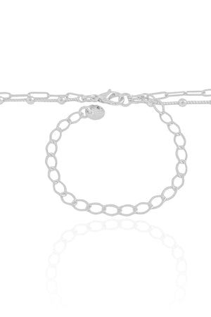 Choker Dupla Elos Bolinhas Lisas Ródio Branco