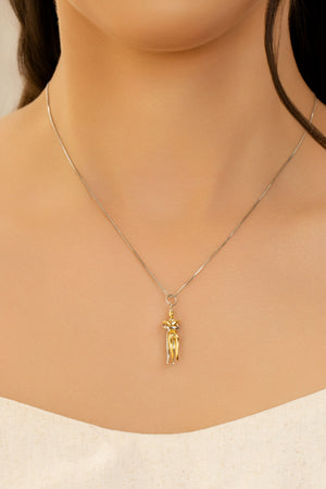 Gargantilha Veneziana Abraço Mix de Banhos Ródio Branco - 45 cm