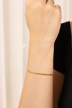 Pulseira Plaquinhas Duplas Banhado a Ouro 18K