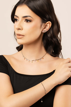 Pulseira Plaquinhas Duplas Ródio Branco