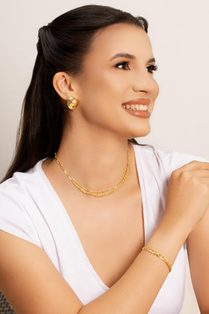 Pulseira Grumet Dupla Banhado a Ouro 18K