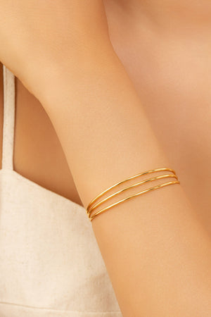 Bracelete Três Fios Banhado a Ouro 18K