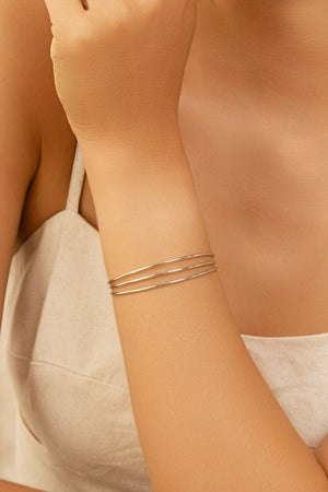 Bracelete Três Fios Ródio Branco