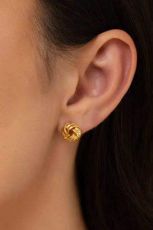 Brinco Nó Detalhado 1.0 cm Banhado a Ouro 18K