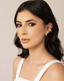 Brinco Redondo Duplo Liso Cravejado Cristal 1.5 cm Banhado a Ouro 18K