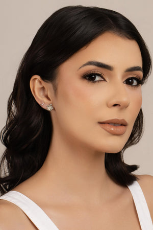 Brinco Flor 1.2 cm Ródio Branco