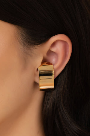 Ear Hook Liso 3.2 cm Flat Banhado a Ouro 18K