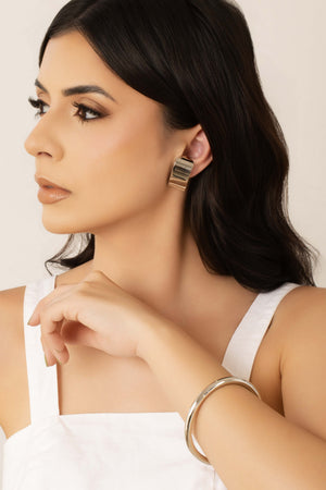 Ear Hook Liso 3.2 cm Flat Ródio Branco