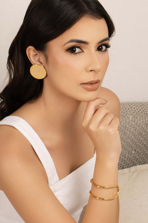 Brinco Redondo Liso 3.7 cm Banhado a Ouro 18K