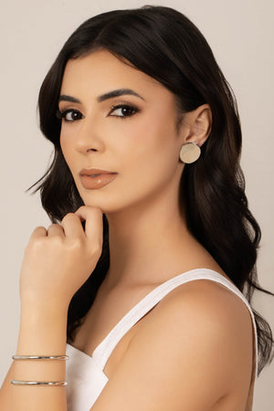 Brinco Redondo Liso 2.5 cm Ródio Branco