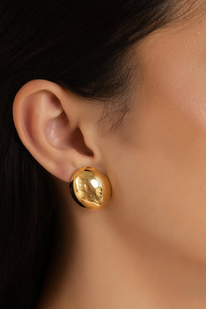 Brinco Oval Liso 2.5 cm Banhado a Ouro 18K