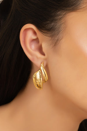 Brinco Orgânico Liso 4.0 cm Banhado a Ouro 18K