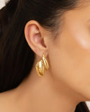 Brinco Orgânico Liso 4.0 cm Banhado a Ouro 18K