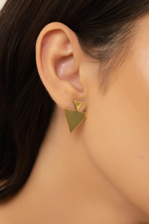 Brinco Triângulo Duplo Liso 2.1 cm Banhado a Ouro 18K