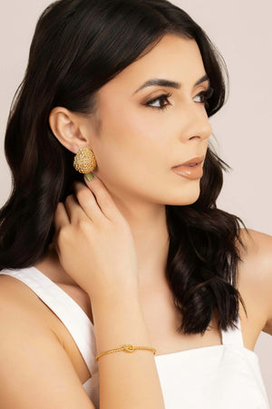 Brinco Gota Texturizada 2.9 cm Banhado a Ouro 18K