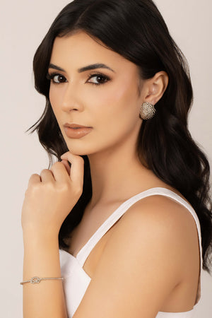 Brinco Gota Texturizada 2.9 cm Ródio Branco