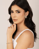 Brinco Gota Texturizada 2.9 cm Ródio Branco