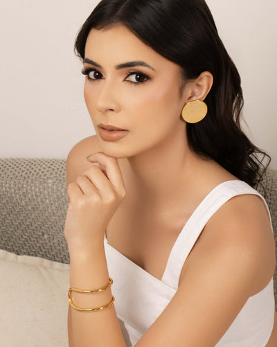 Bracelete Filetes Tubo Banhado a Ouro 18K