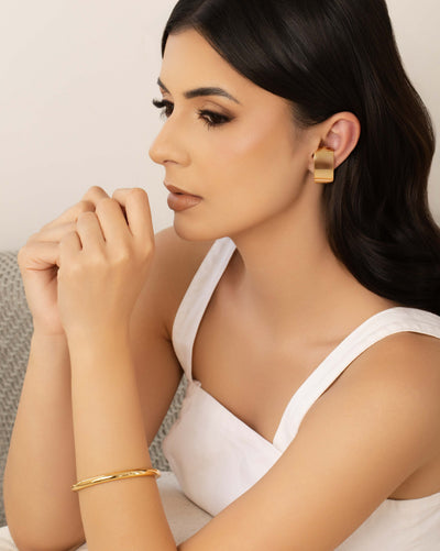 Bracelete Redondo Tubo Liso Fechado 6 mm Banhado a Ouro 18K