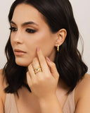 Anel Entrelaçado Cravejado Cristal Tamanho 12 Banhado a Ouro 18K