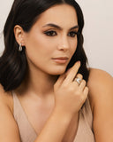 Anel Entrelaçado Cravejado Cristal Tamanho 14 Ródio Branco