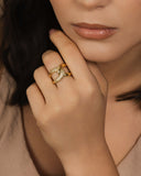 Anel Entrelaçado Cravejado Cristal Tamanho 16 Banhado a Ouro 18K