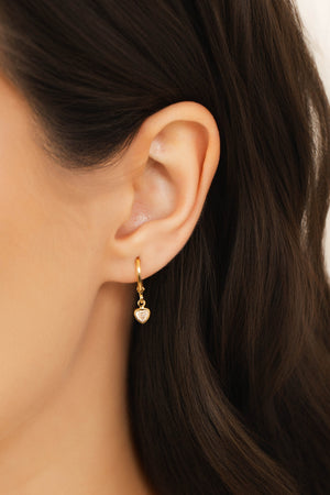 Brinco Argola Click Coração Cristal 2.0 cm Banhado a Ouro 18K