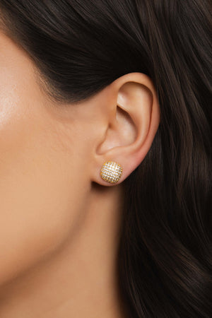 Brinco Quadrado Cravejado Cristal 1.0 cm Banhado a Ouro 18K