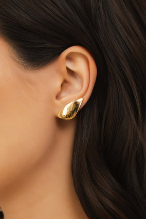 Ear Cuff Folha Lisa 2.4 cm Banhado a Ouro 18K