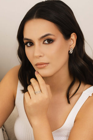 Brinco Argola Baguetes Cristal 1.9 cm Ródio Branco