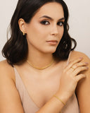 Brinco Argola Click Espiral Cravejado Cristal 1.4 cm Banhado a Ouro 18K