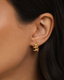 Brinco Argola Click Espiral Cravejado Cristal 1.4 cm Banhado a Ouro 18K