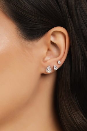 Trio Gotas Cristal Ródio Branco