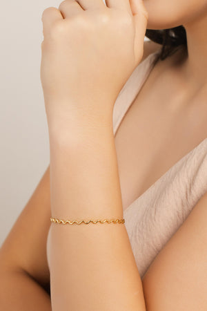 Bracelete Ondas 3 mm Banhado a Ouro 18K